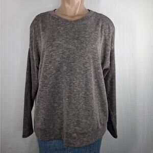 Everly Knit Top Women's Size Small Cold Shoulder Back Cutouts Gray Long Sleeve